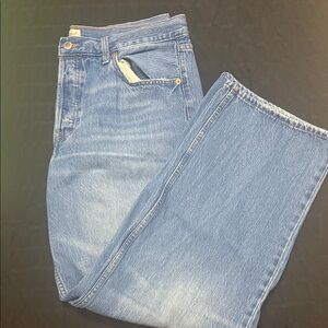Destructed Blue Denim Baggy Jeans